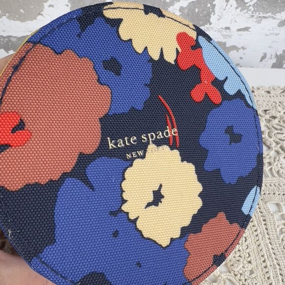 Kate Spade Traveling Organizer in Swing Flora Jewelry Box Blue Red Yellow Canvas - Picture 7 of 9